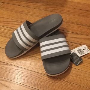 Gray Adidas Cloudfoam Slides